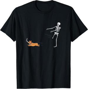 Cute Corgi Dog | Funny Skeleton Halloween T-Shirt - T-Shirt | Black