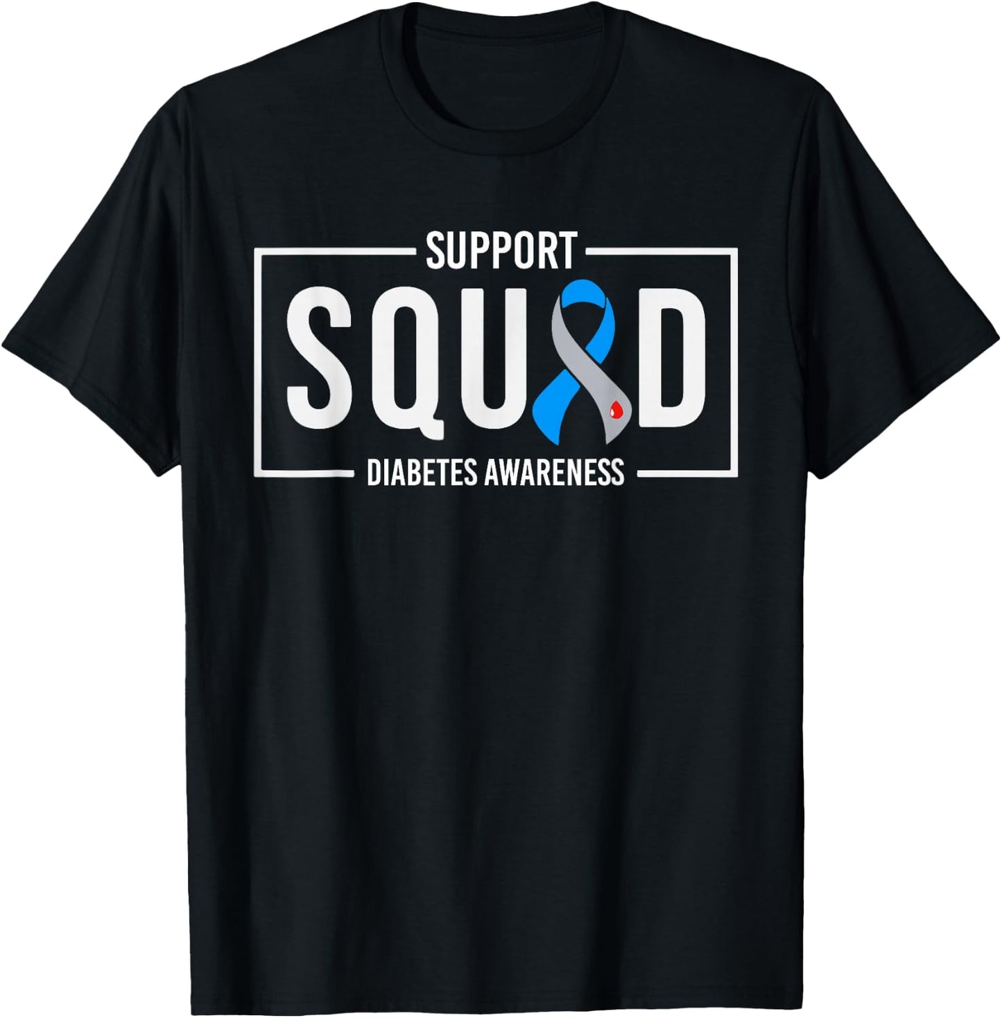 Support Squad Blue T1D Type 1 Diabetes Awareness Month T-Shirt - T-Shirt | Black
