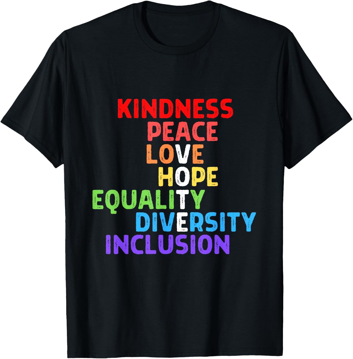 Vote Kindness Peace Equality Inclusion Diversity Human Right T-Shirt - T-Shirt | Black