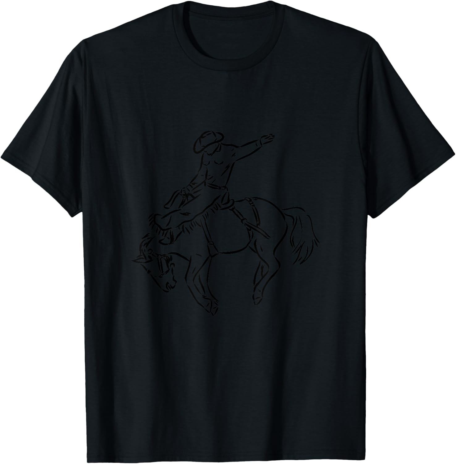 Vintage Rodeo Shirt Bucking Bronco Horse Western Cowboy T-Shirt - T-Shirt | Black