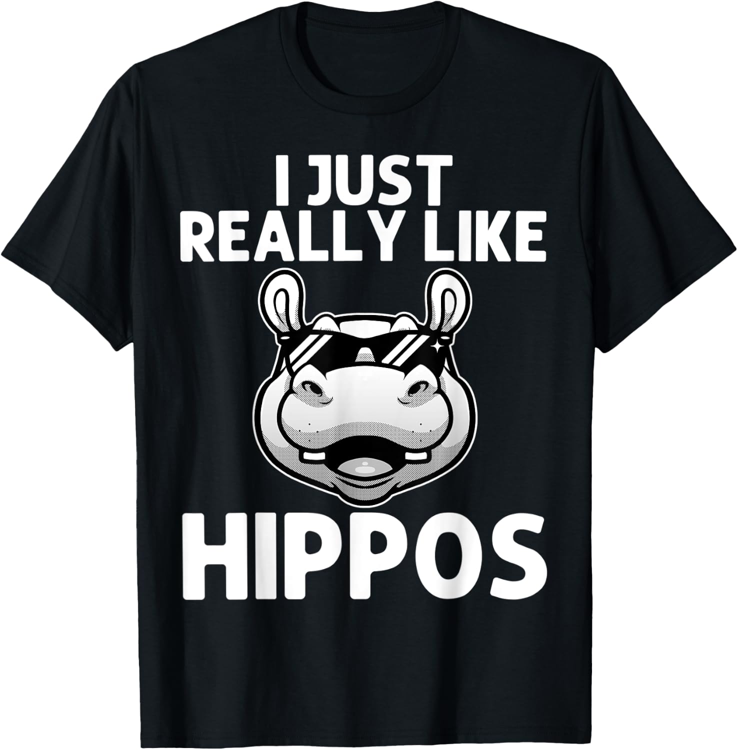 Funny Hippo Design Women Kids Hippopotamus Lover T-Shirt - T-Shirt | Black