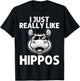 Funny Hippo Design Women Kids Hippopotamus Lover T-Shirt - T-Shirt | Black