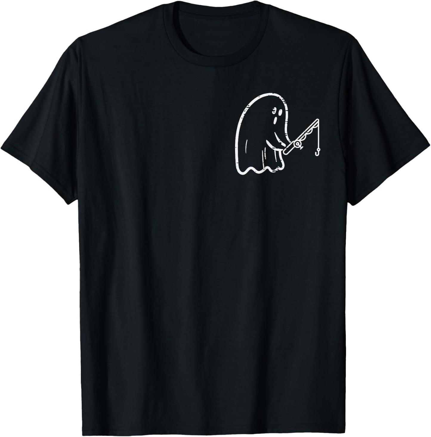 Ghost Fishing Pocket Retro Halloween Costume Men Boys Kids T-Shirt - T-Shirt | Black