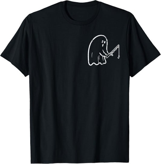 Ghost Fishing Pocket Retro Halloween Costume Men Boys Kids T-Shirt - T-Shirt | Black
