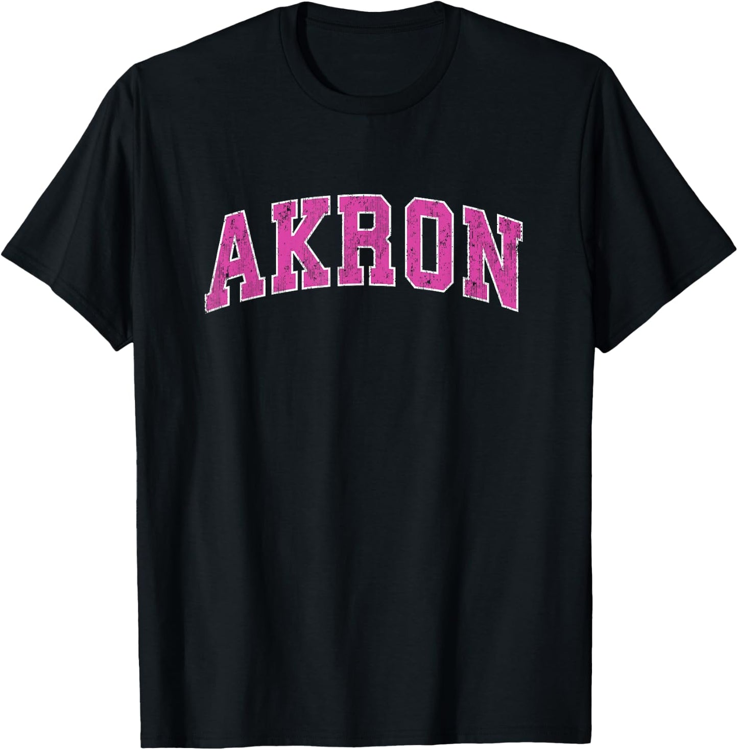 Akron Ohio OH Vintage Sports Design Pink Design T-Shirt - T-Shirt | Black
