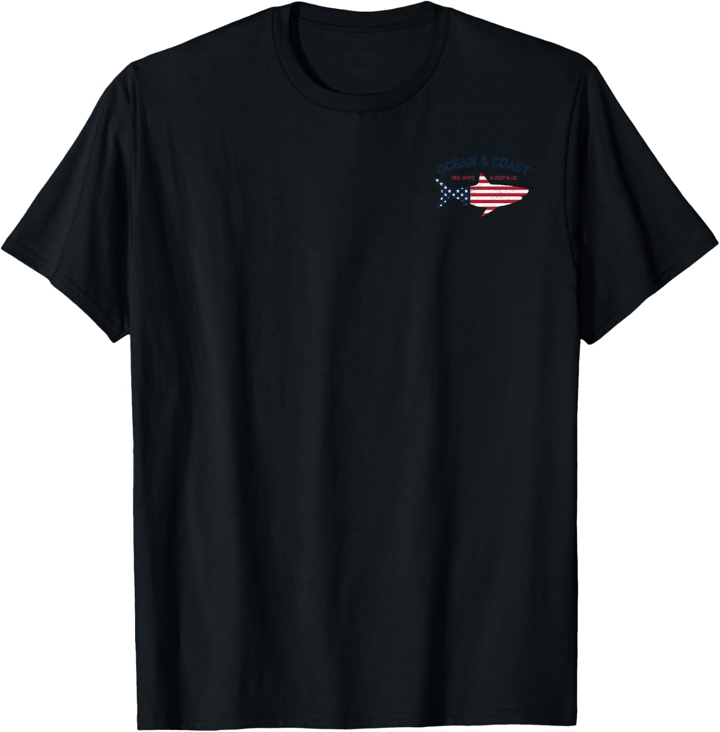 Trendy Ocean & Coast Fishing Patriotic Flag T-Shirt - T-Shirt | Black