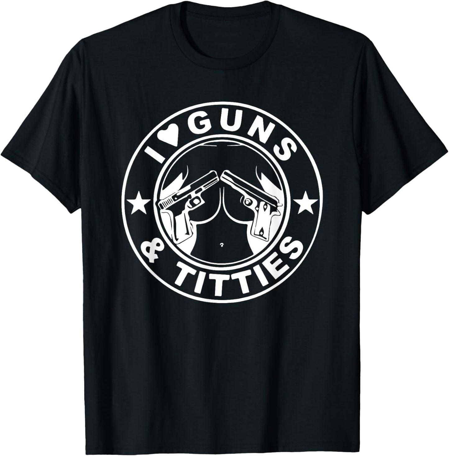 Gun lovers Pro Amendment I love guns and ti-ties T-Shirt - T-Shirt | Black