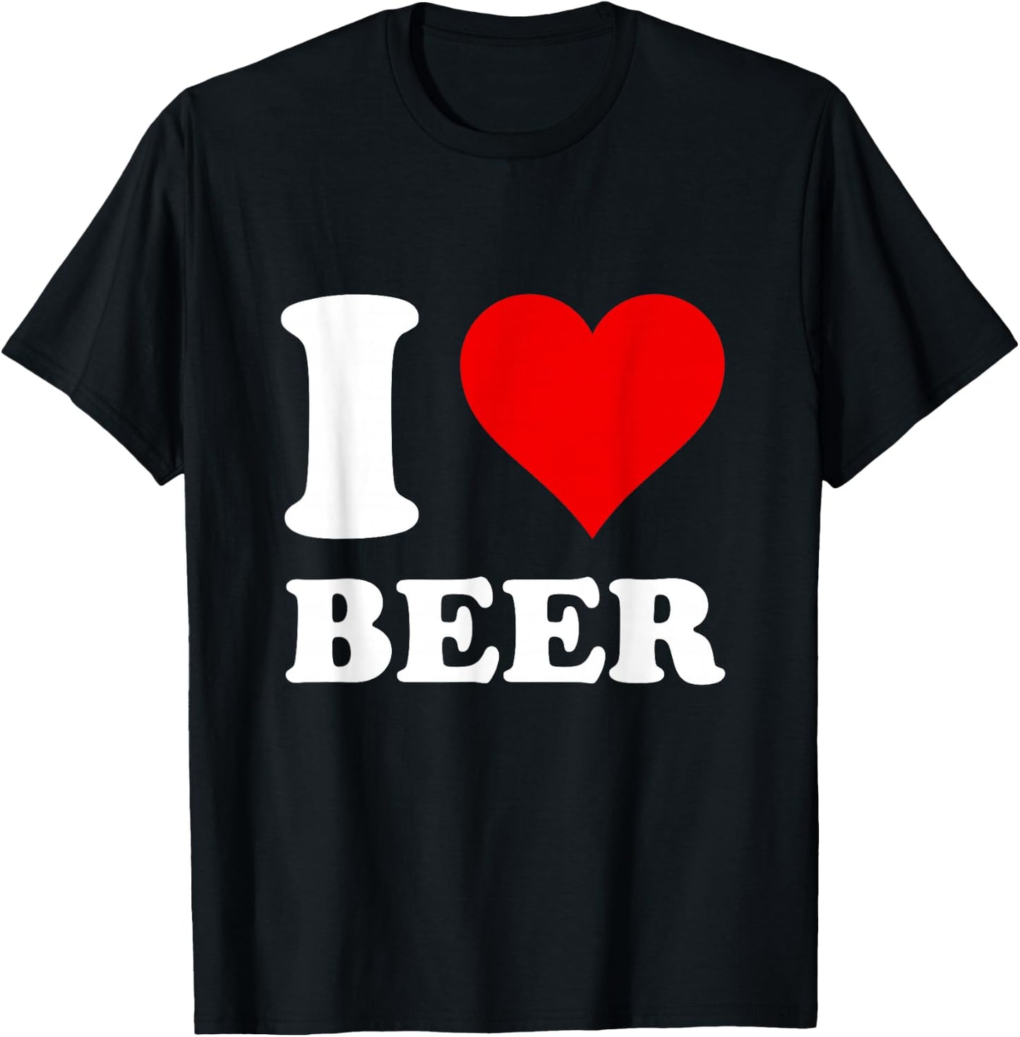 Red Heart I Love Beer T-Shirt - T-Shirt | Black