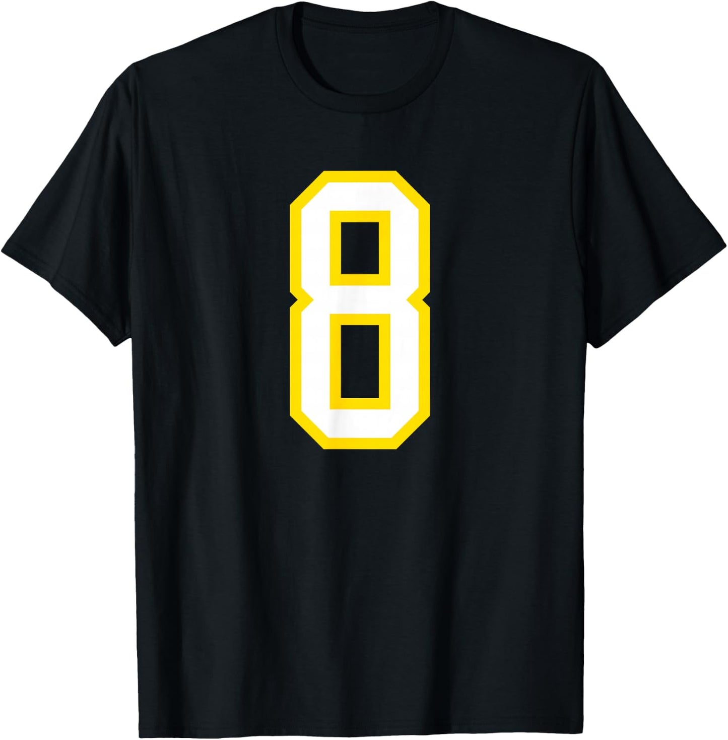 Number #8 Yellow White Sports Team T-Shirt - T-Shirt | Black