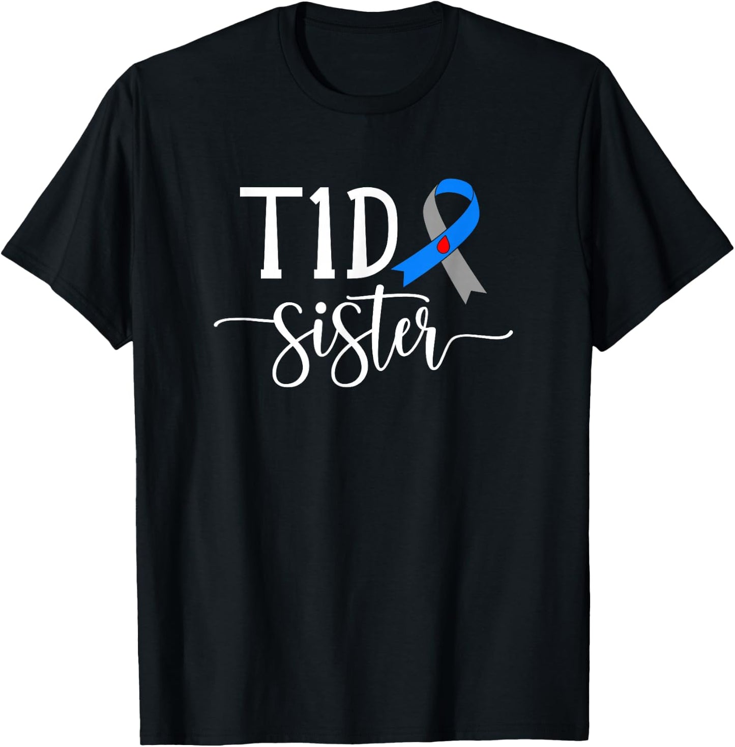 Boho T1D Diabetes Warrior Sister Type 1 Diabetes Awareness T-Shirt - T-Shirt | Black