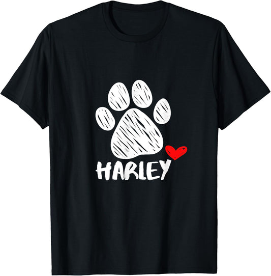 Harley Puppy Love Doggy Parent Harley Pet Dog name Paw Men Women Girls Kids T-Shirt - T-Shirt | Black