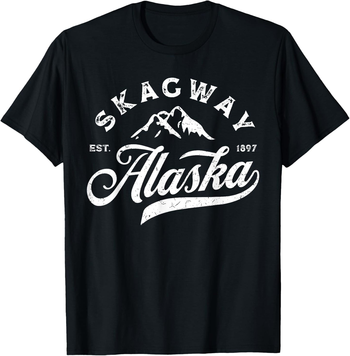 Skagway Alaska AK Vintage Mountains Vacation Souvenir T-Shirt - T-Shirt | Black