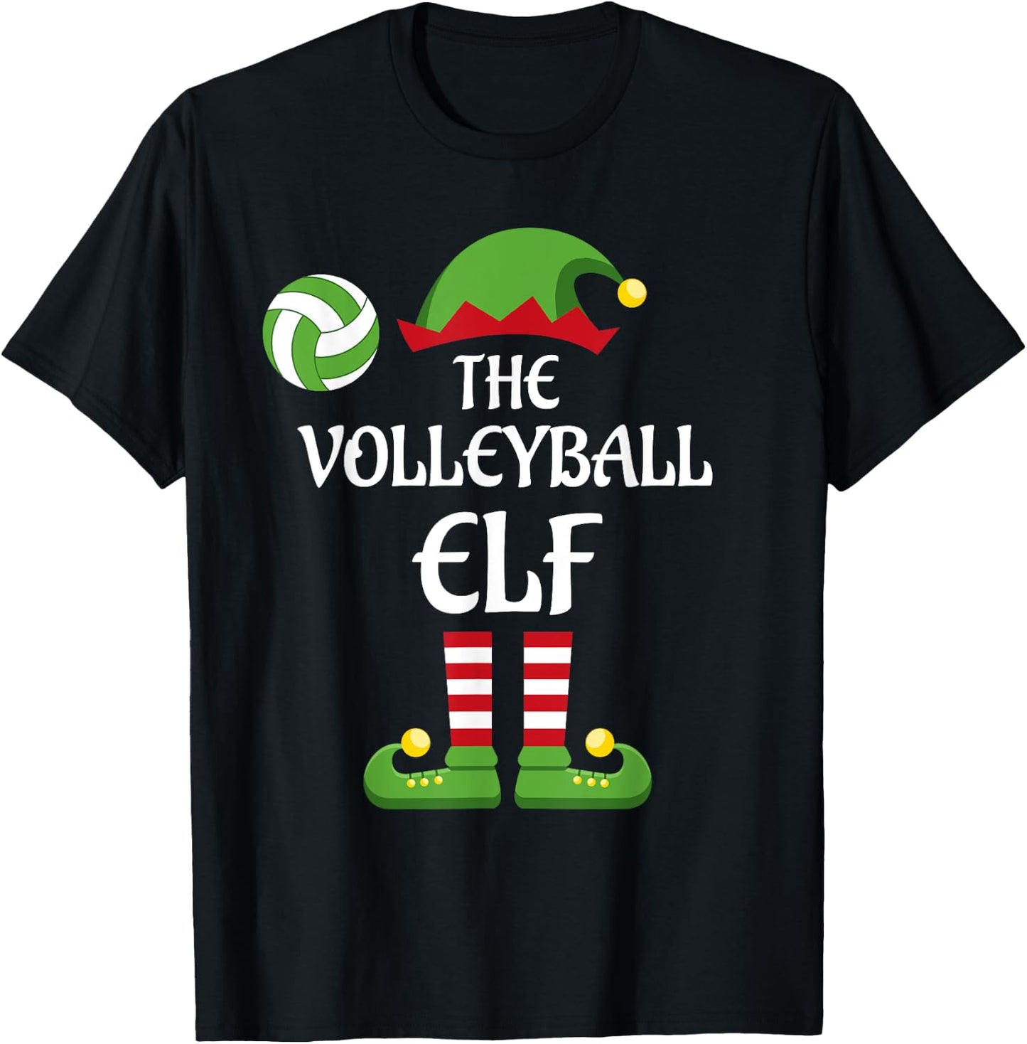 Volleyball Elf Family Matching Group Christmas Sporty T-Shirt - T-Shirt | Black