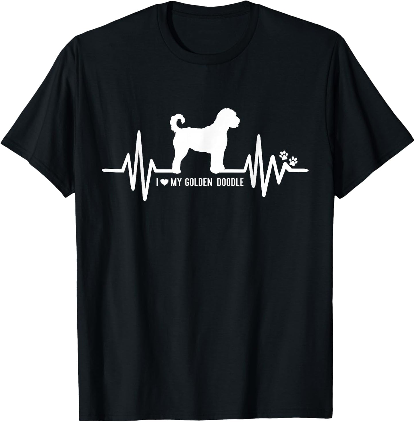 Golden Doodle Heart Beat EKG Pulse Design For Dog Lovers T-Shirt - T-Shirt | Black