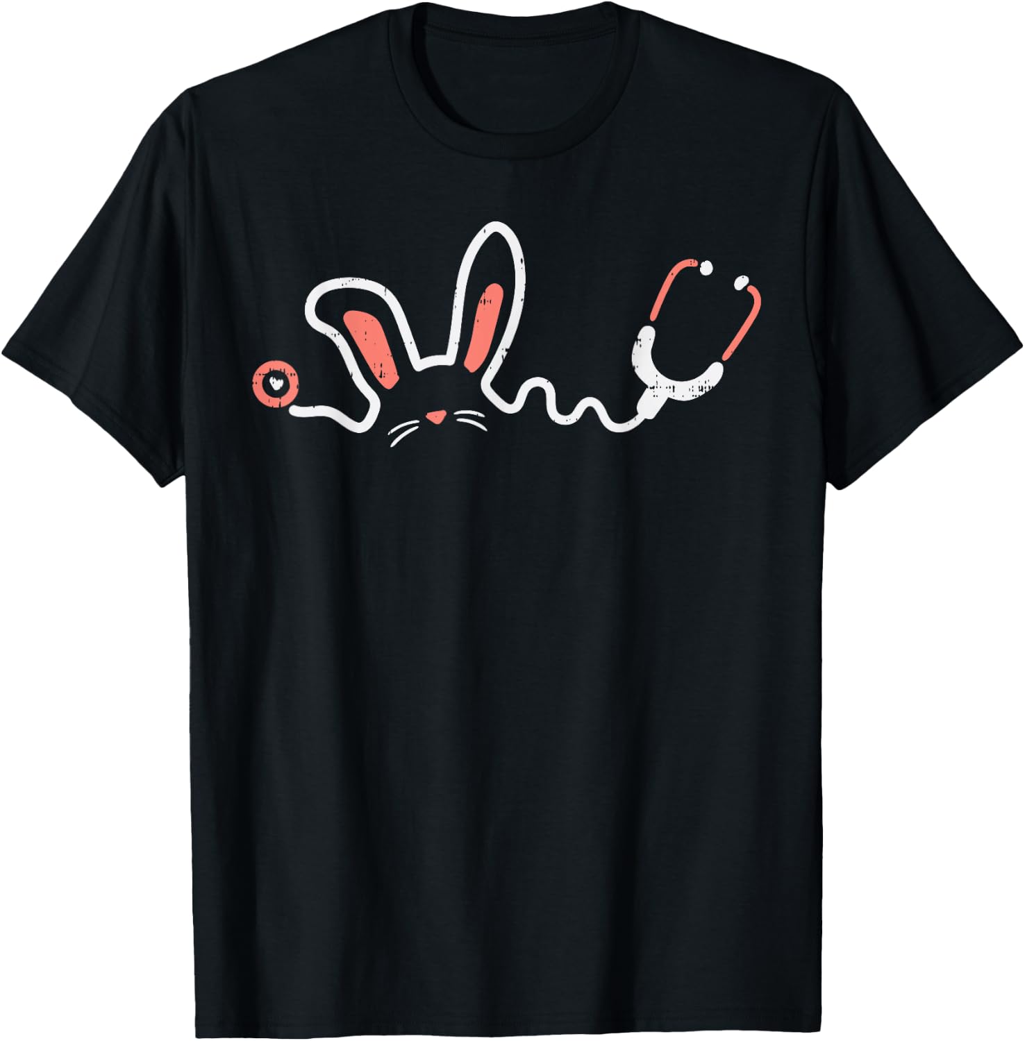 Easter Bunny Stethoscope Nurse Doctor Rabbit Scrub Top Women T-Shirt - T-Shirt | Black