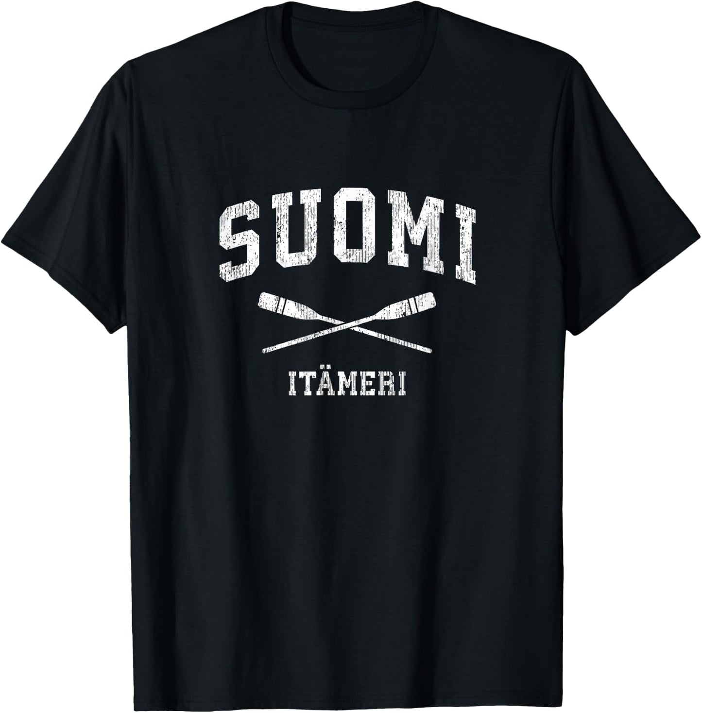 Suomi Finland Vintage Nautical Paddles Sports Oars T-Shirt - T-Shirt | Black
