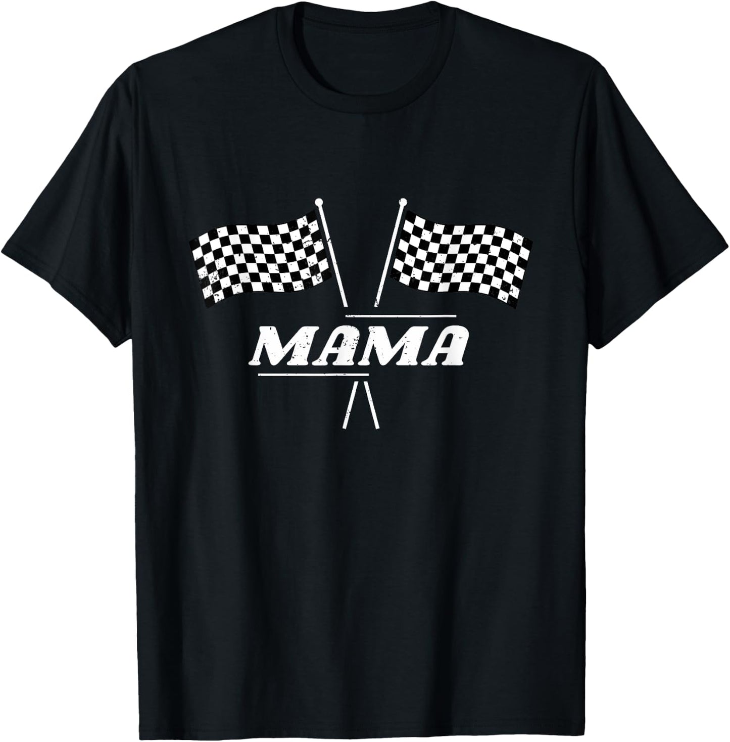 Pit Crew Mama Racing Car Family Matching Birthday Party T-Shirt - T-Shirt | Black