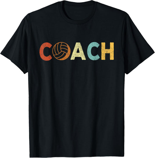 Vintage Volleyball Coach Volleyball Coaching Retro T-Shirt - T-Shirt | Black