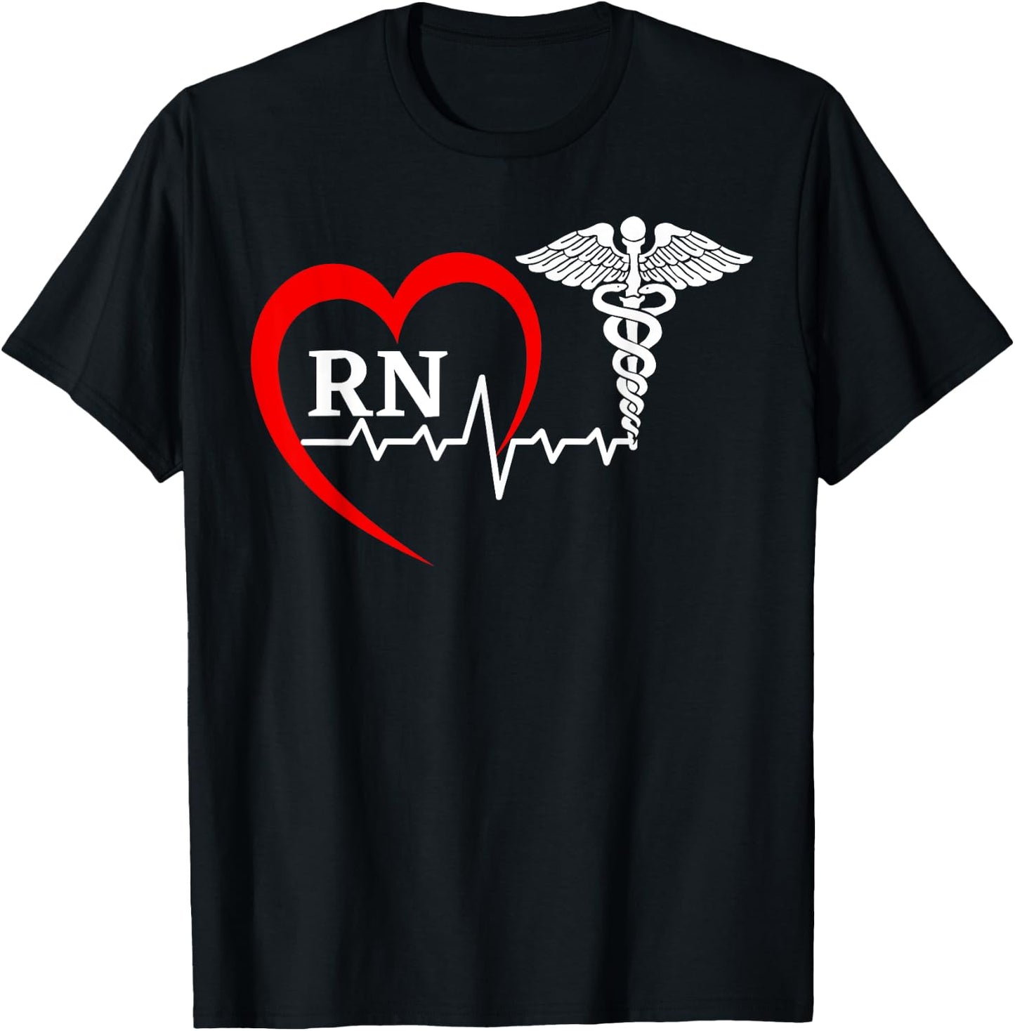 Nurses Day Caduceus Nurse Week 2023 Heartbeat Medical RN T-Shirt - T-Shirt | Black
