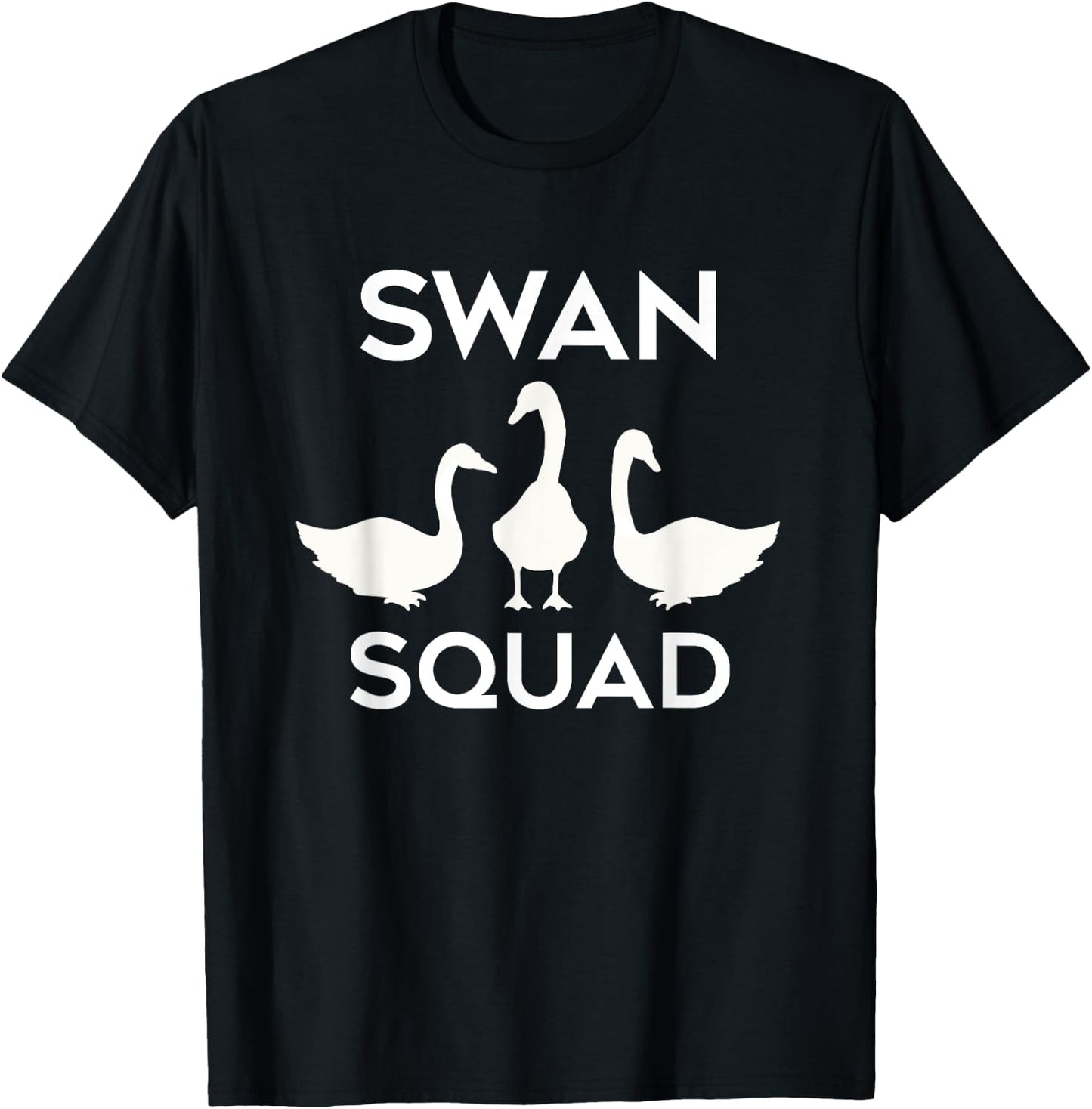 Swan Squads Funny Wildlife Animals Forest Animal T-Shirt - T-Shirt | Black