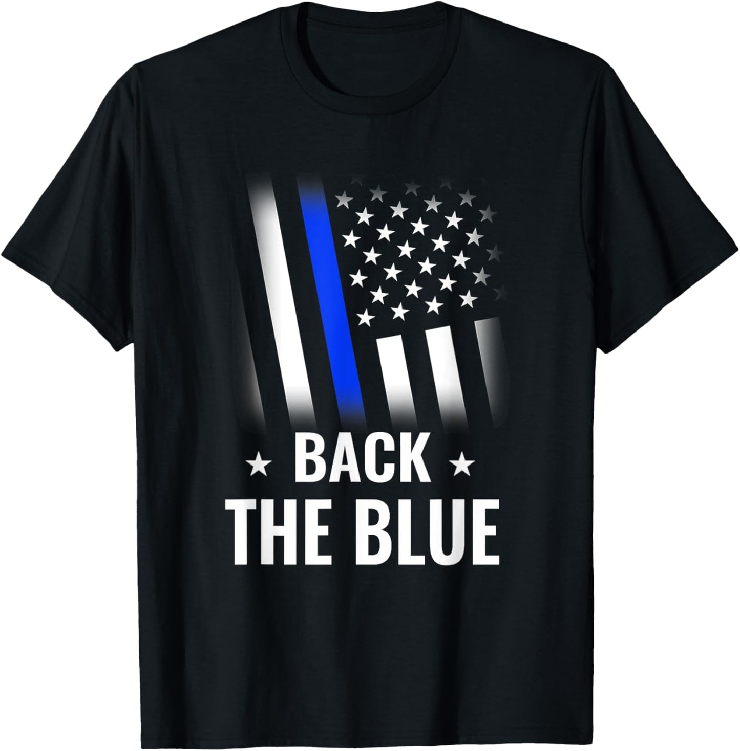 Back The Blue Police Flag Design T-Shirt - T-Shirt | Black