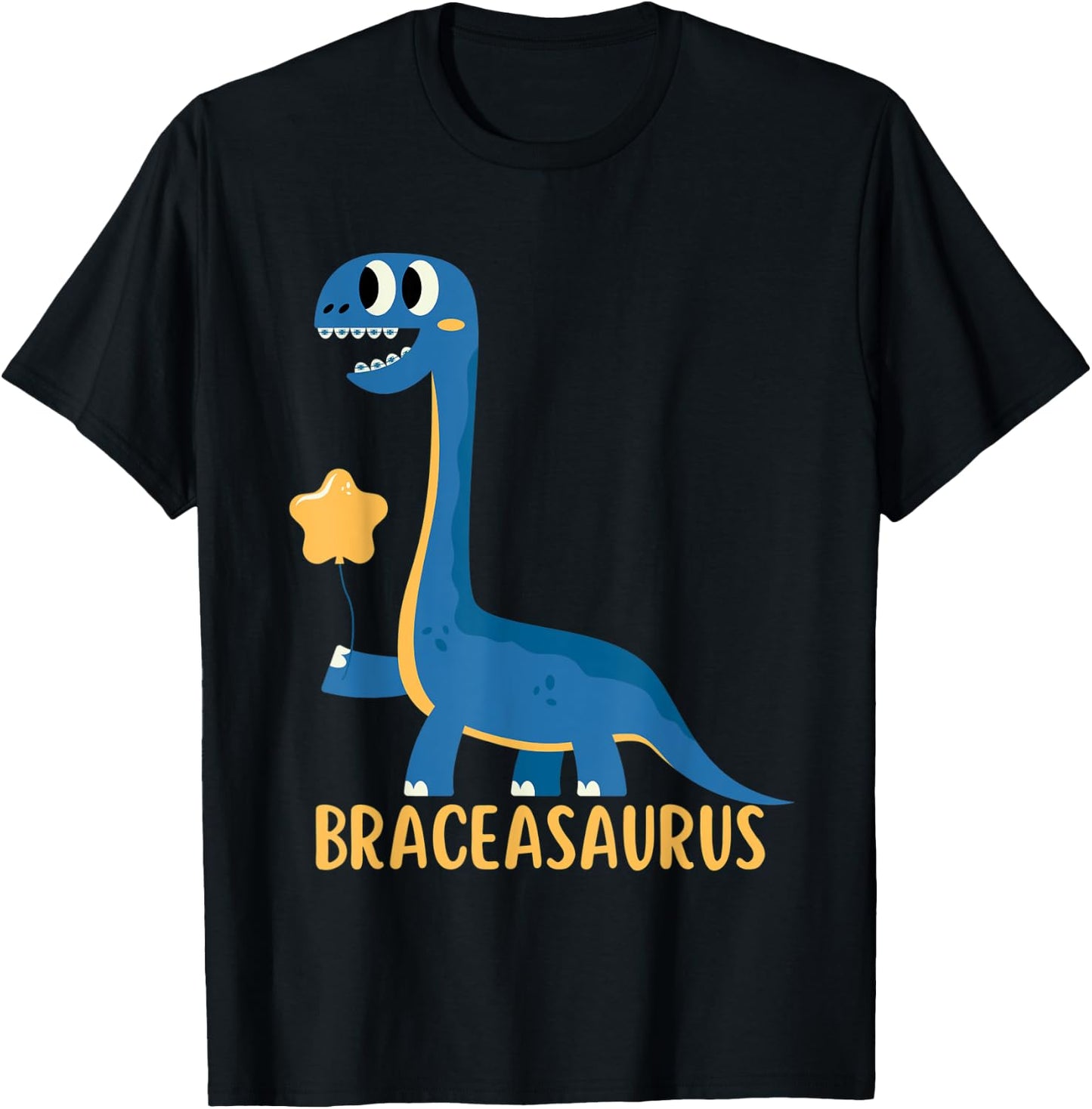 Dinosaur Funny Braces BRACEASAURUS Orthodontist T-Shirt - T-Shirt | Black