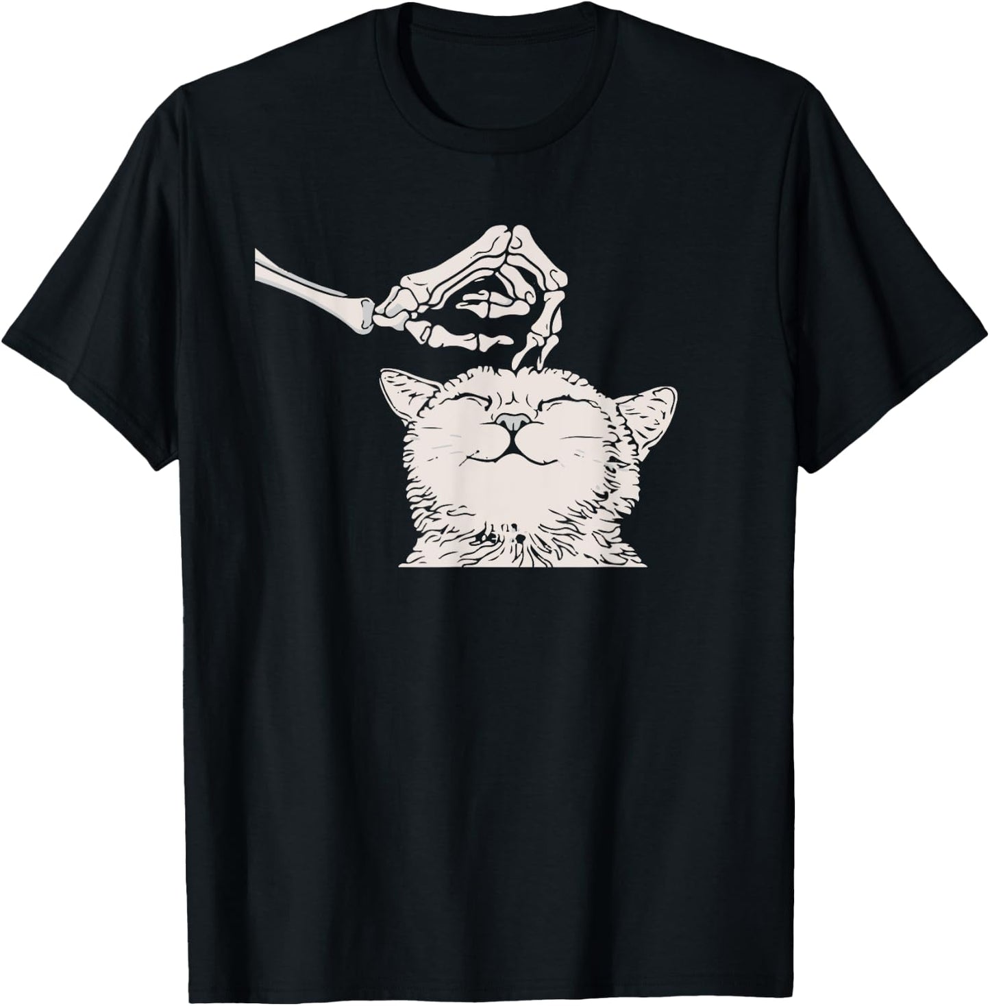 Cat Skeleton Hand Lazy Halloween Costume Cool Bones Kitten T-Shirt - T-Shirt | Black