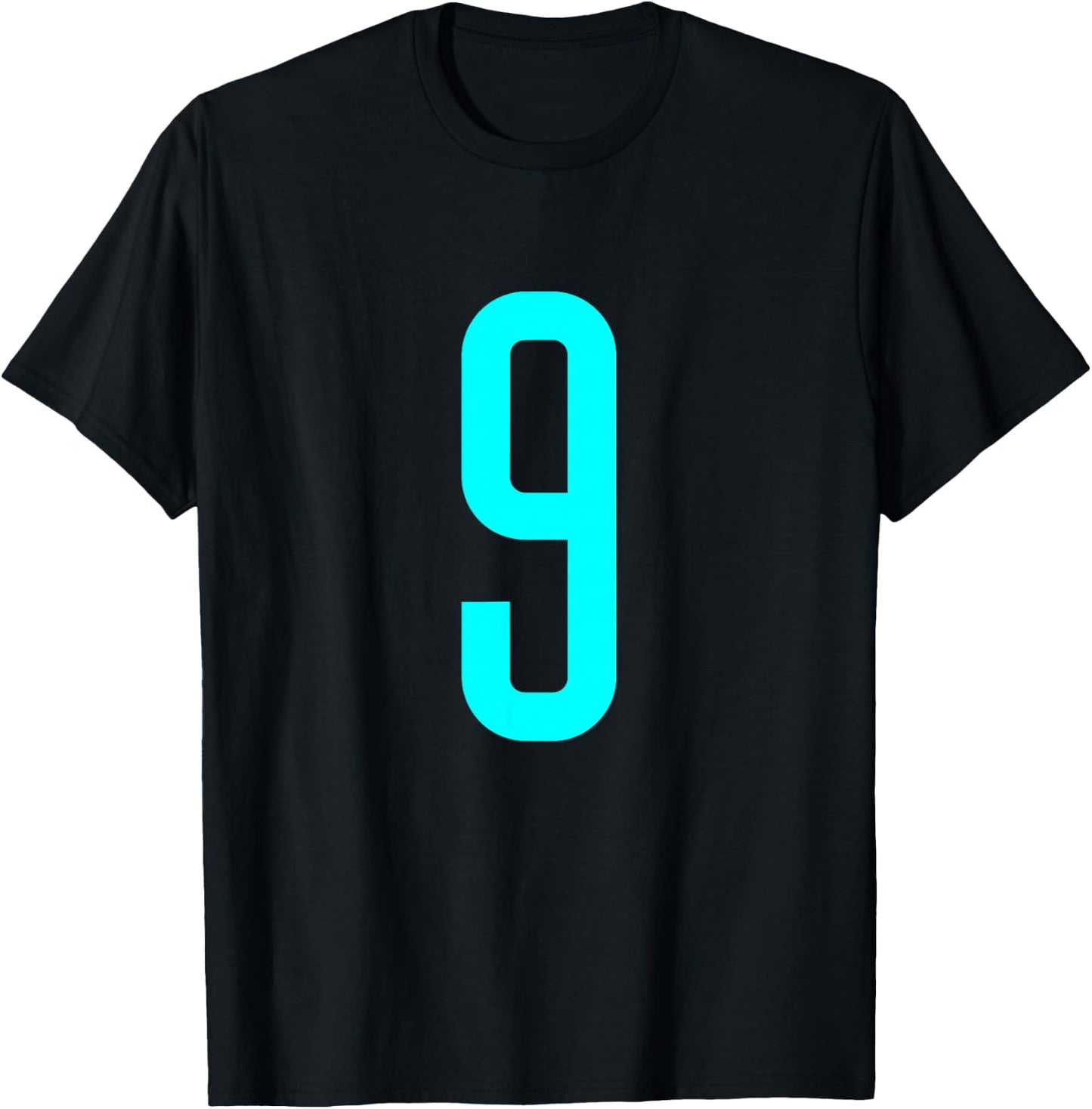 Number 9 Cyan Sports Team T-Shirt - T-Shirt | Black