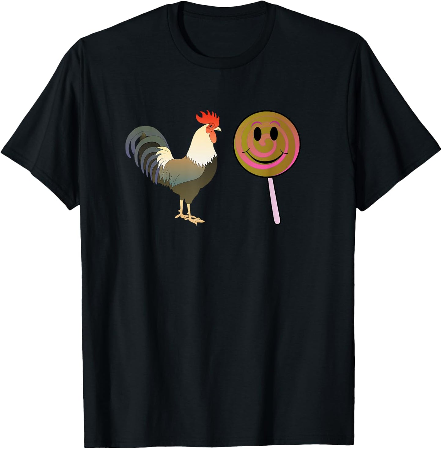 Funny Cute Rooster and Lollipops Smile Fun Classic Joke Meme T-Shirt - T-Shirt | Black