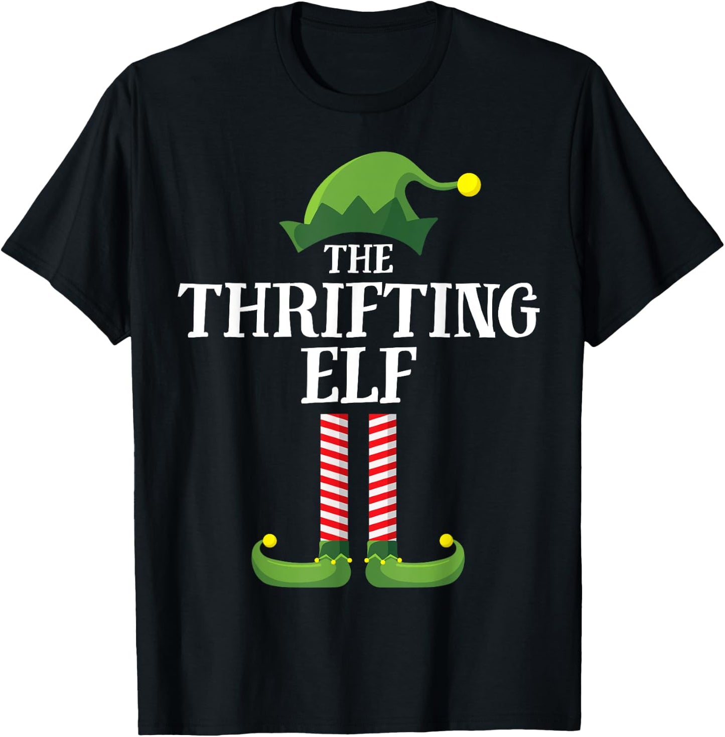 Thrifting Elf Matching Family Group Christmas Funny Elf T-Shirt - T-Shirt | Black