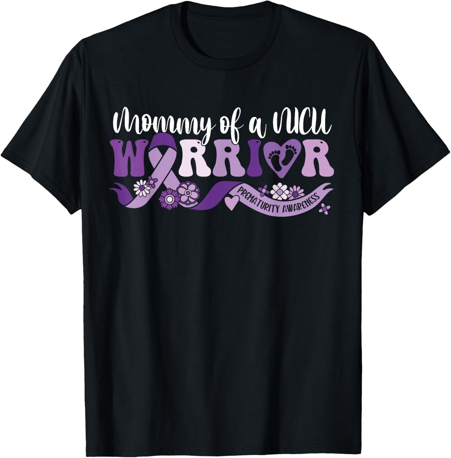 Mommy NICU warrior for Preemie Prematurity Awareness T-Shirt - T-Shirt | Black