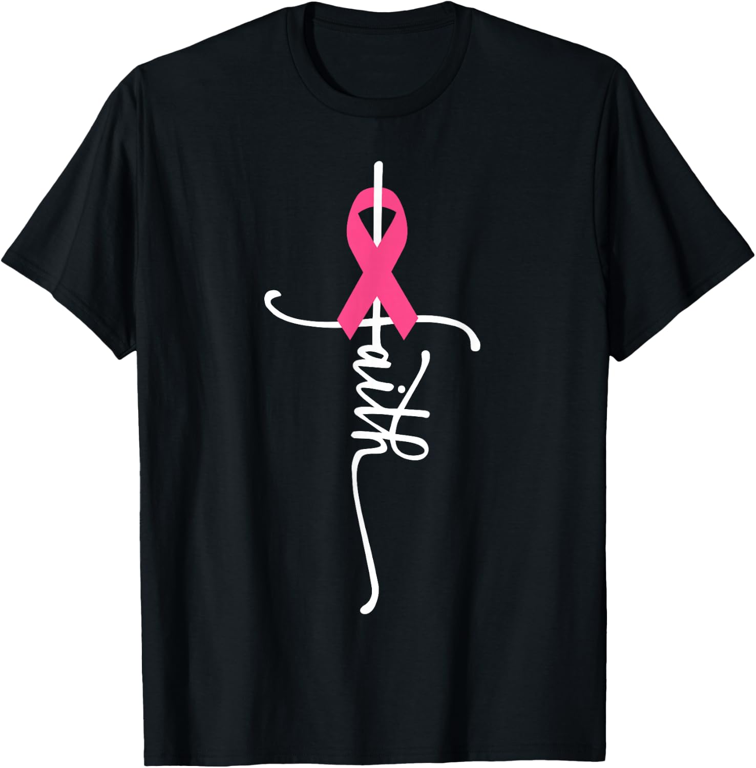 Breast Cancer Faith Breast Cancer Awareness Breast Cancer T-Shirt - T-Shirt | Black