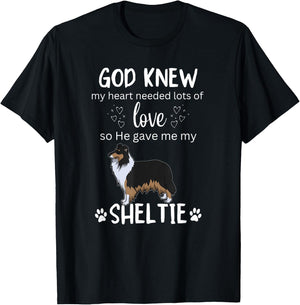 God Gave Me My Sheltie Awesome Tri-Color Sheltie Mom T-Shirt - T-Shirt | Black