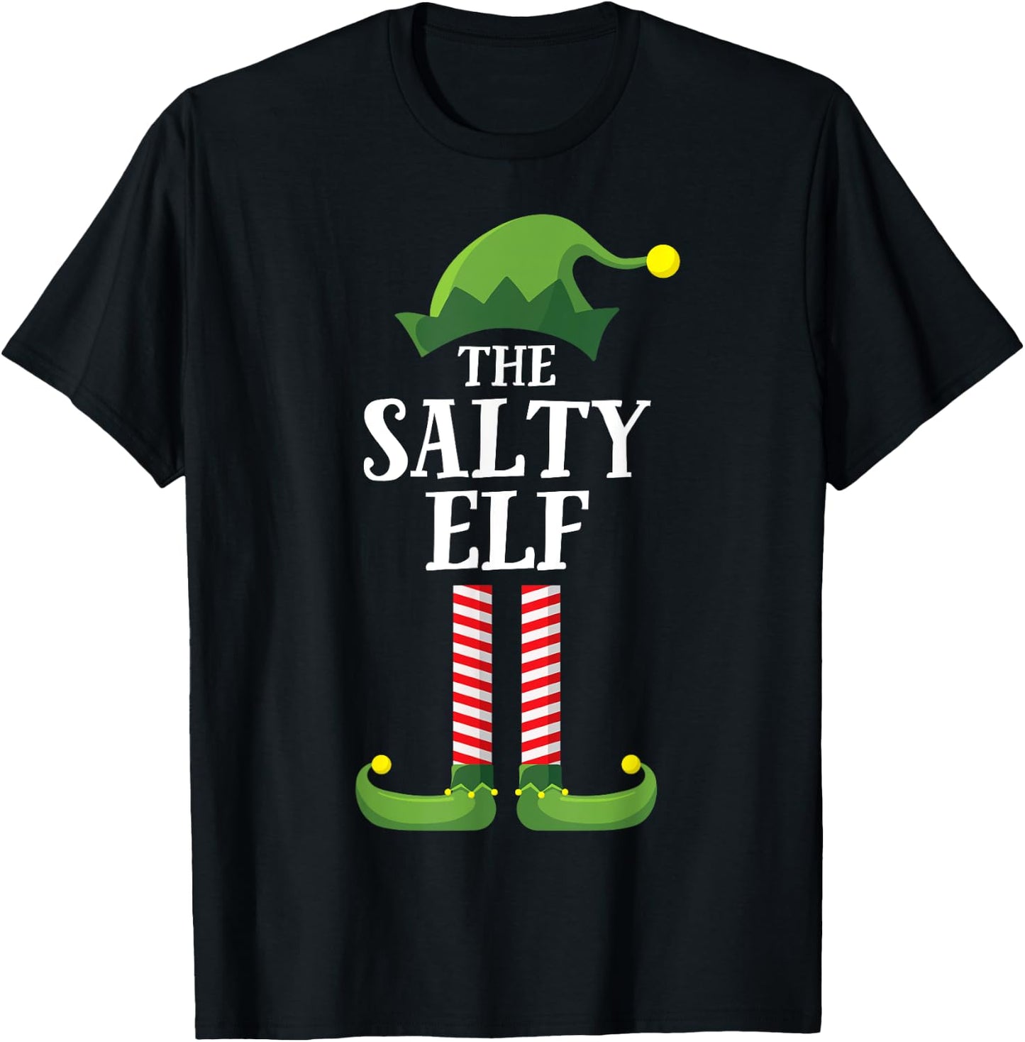 Salty Elf Matching Family Group Christmas Party Funny Elf T-Shirt - T-Shirt | Black