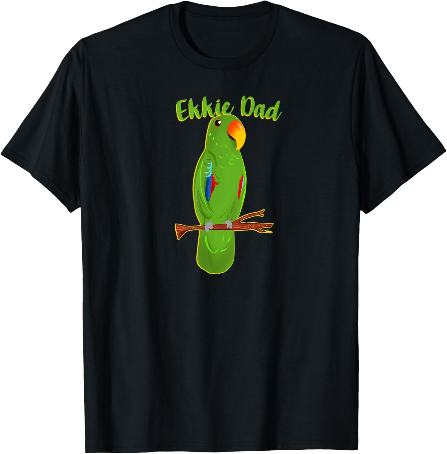 Ekkie Dad Eclectus Parrot Adorable Bird Cute Drawing T-Shirt - T-Shirt | Black