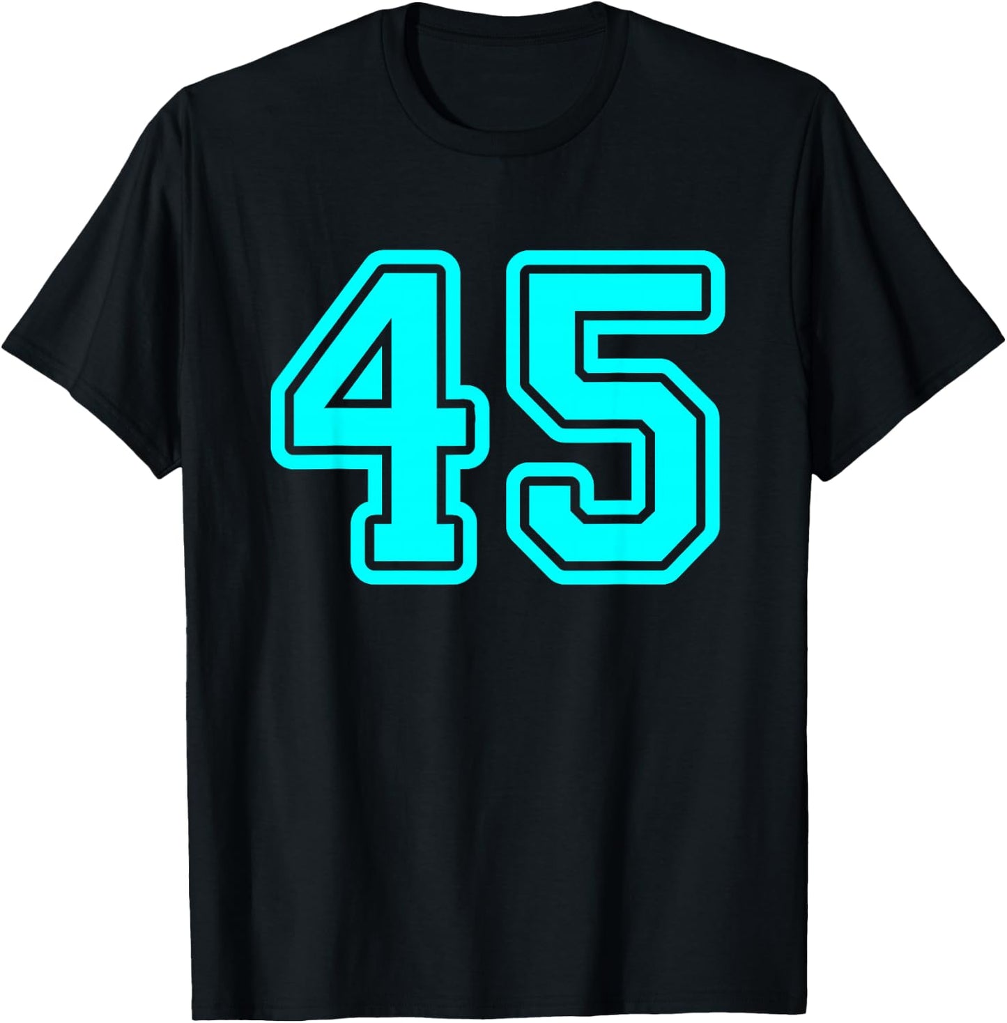 Number #45 Cyan Sport Varsity Number 45 T-Shirt - T-Shirt | Black
