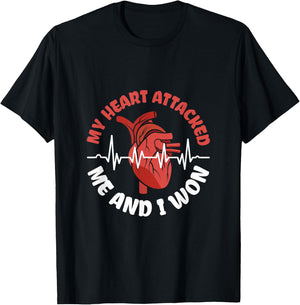 My Heart attacked me and I won - Heart Attack Survivor T-Shirt - T-Shirt | Black