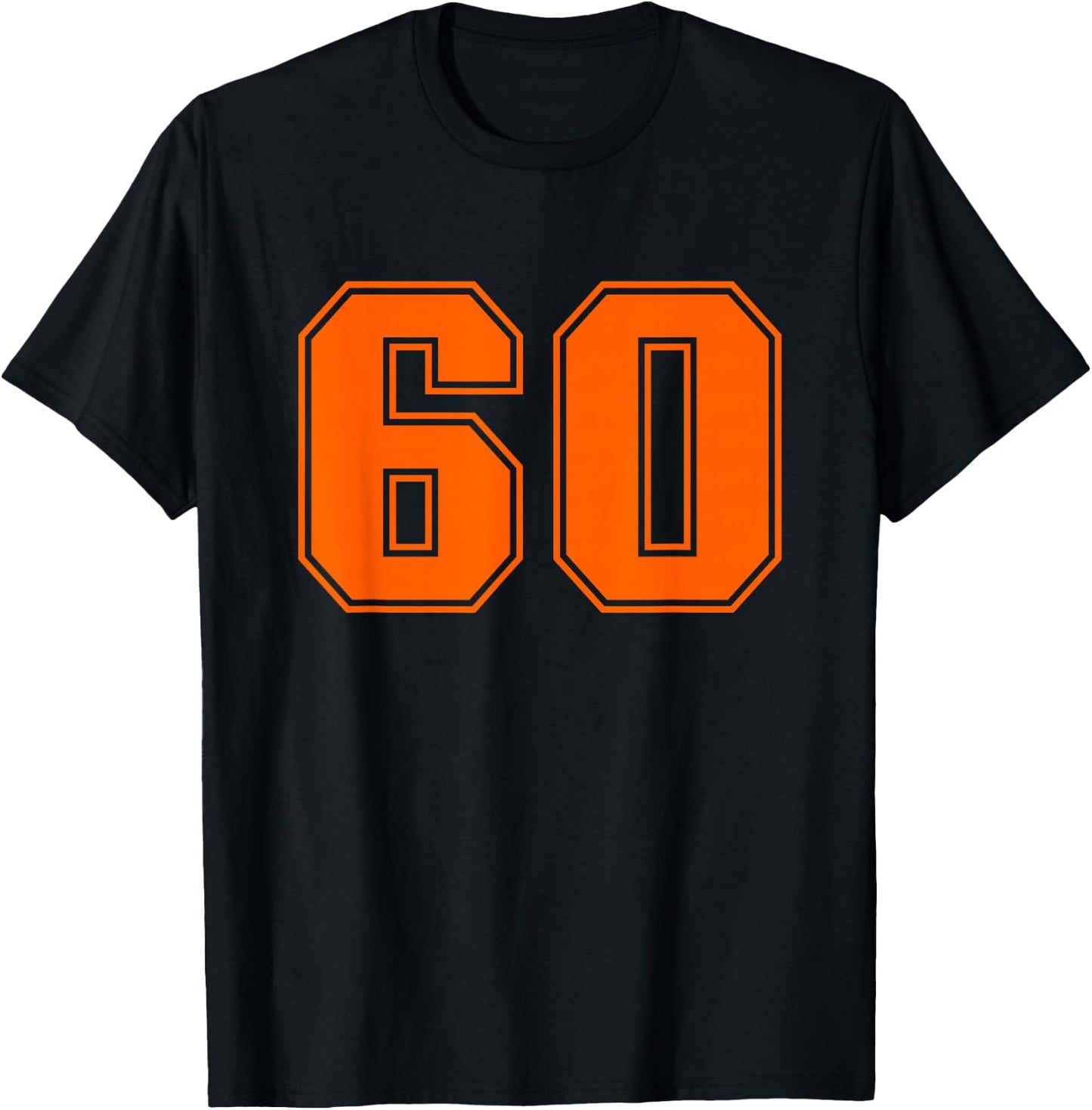 Number #60 Orange Sports Jersey Lucky Number T-Shirt - T-Shirt | Black