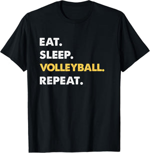 Funny Volleyball Apparel Eat Sleep Volleyball Repeat T-Shirt - T-Shirt | Black