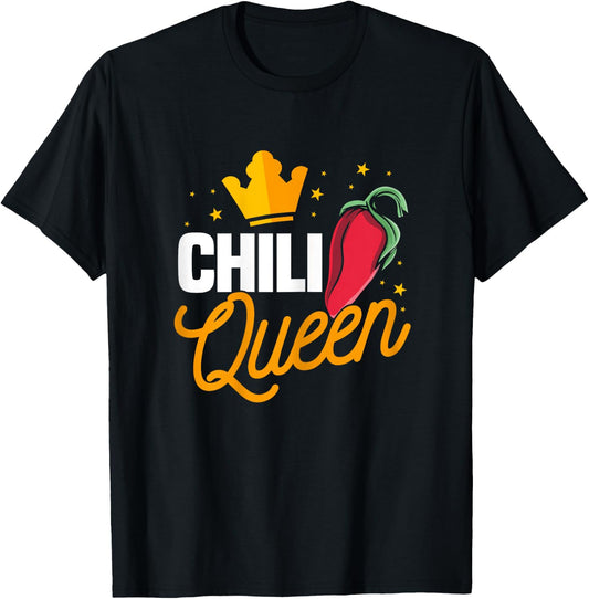 Funny Chili Queen Outfit American Tex-Mex Spicy Dish Women T-Shirt - T-Shirt | Black