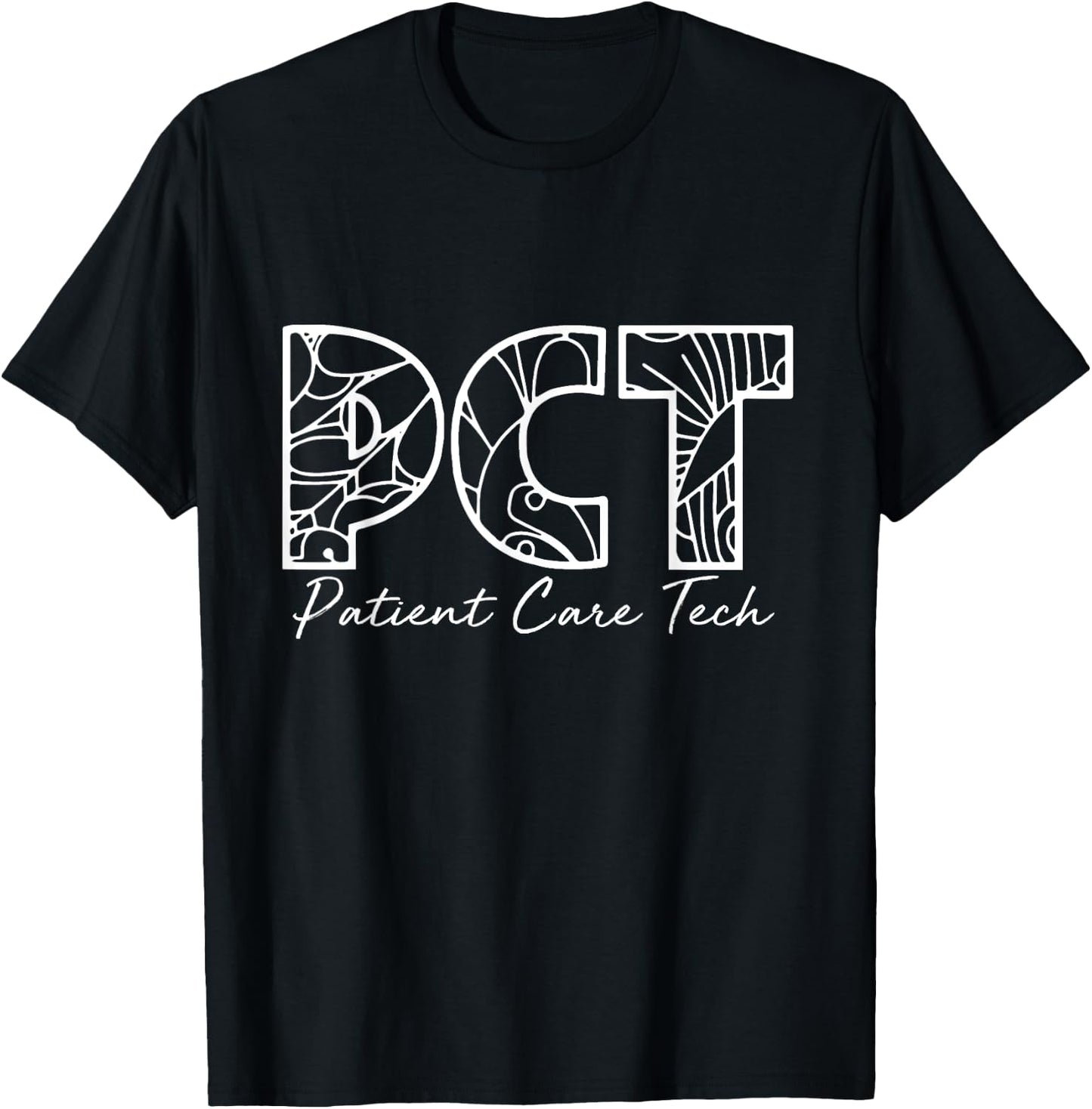 PCT Patient Care Tech Floral Style For Nurse Nurse Week T-Shirt - T-Shirt | Black
