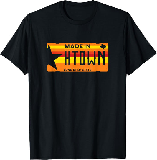 Made in H-Town Vintage Born in Houston Texas T-Shirt - T-Shirt | Black