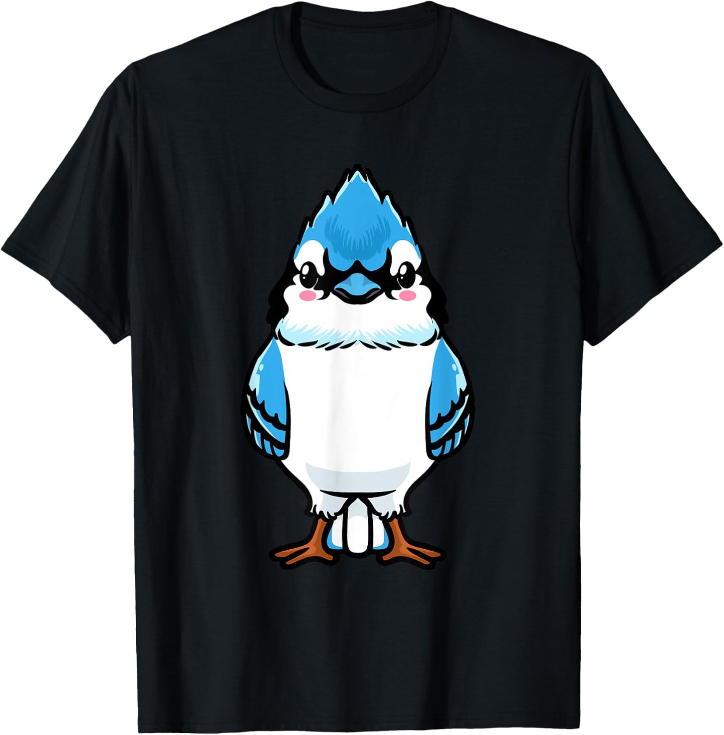 Luvevebluejaytha Blue Jay Bird Cyanocitta Cristata Design , Black, Small, Short Sleeve, Classic Fit, Cotton Blend, Bird Print Design, Blended Fabric T-Shirt - T-Shirt | Black