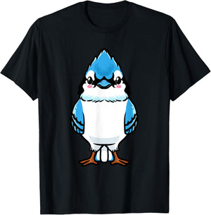 Luvevebluejaytha Blue Jay Bird Cyanocitta Cristata Design , Black, Small, Short Sleeve, Classic Fit, Cotton Blend, Bird Print Design, Blended Fabric T-Shirt - T-Shirt | Black