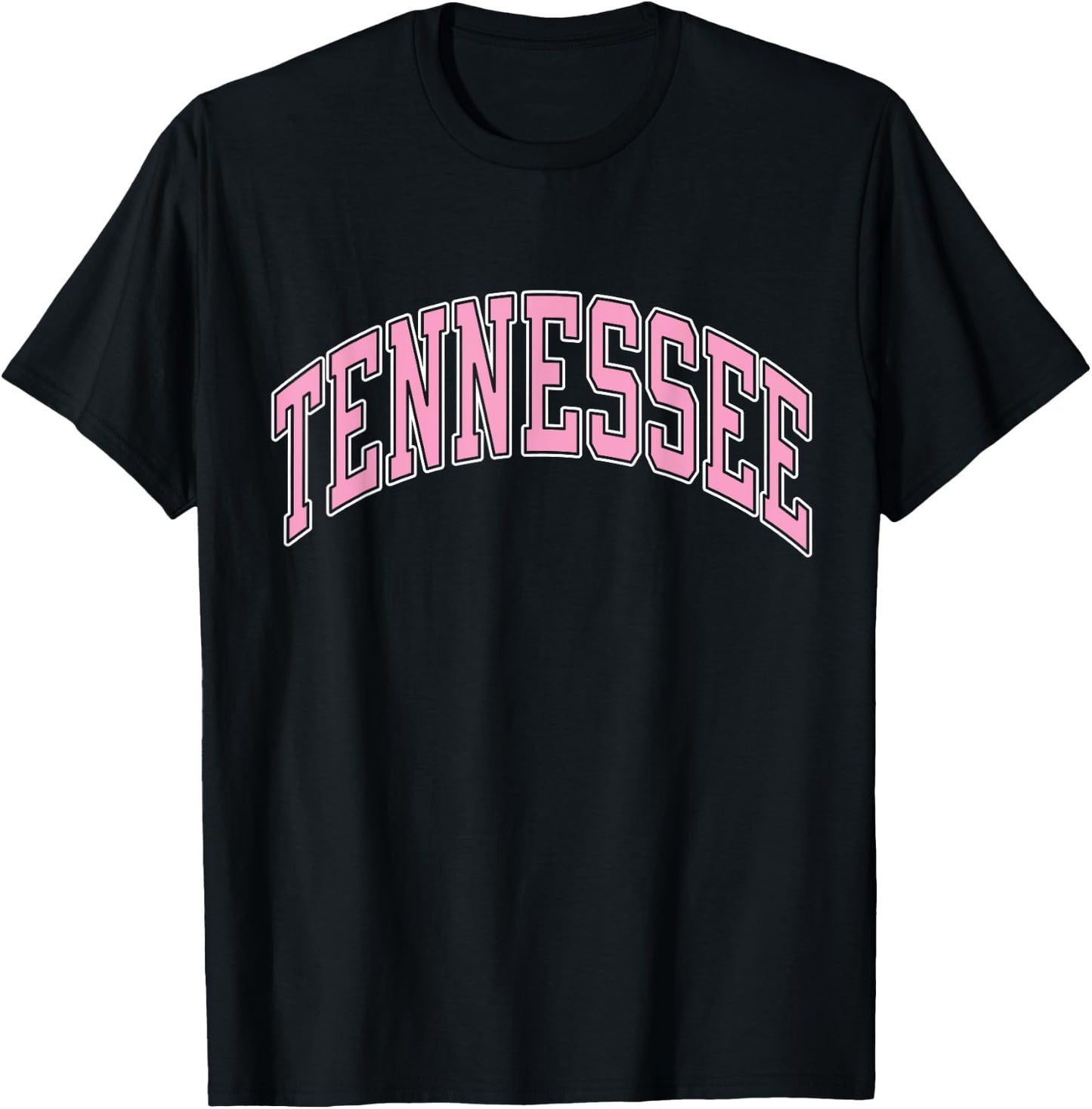 Tennessee Varsity Style Pink Text T-Shirt - T-Shirt | Black