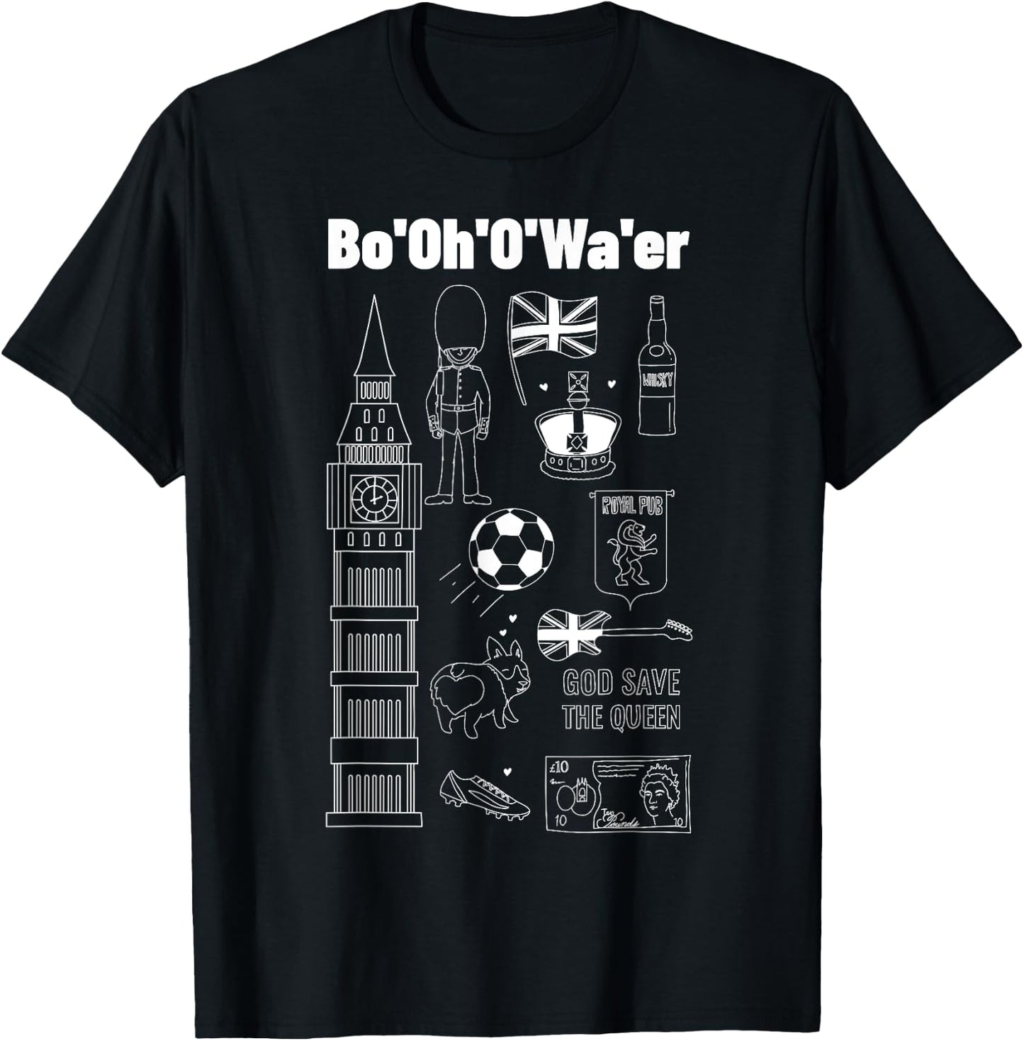 Funny Brit Gifts & British Accent Bottle Of Water T-Shirt - T-Shirt | Black
