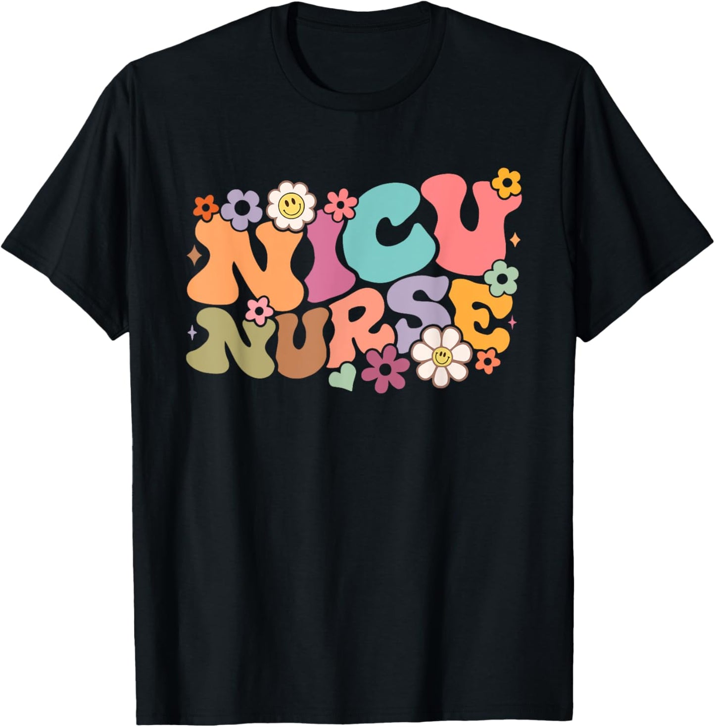 Groovy NICU Nurse ICU Neonatal Team Tiny Humans For T-Shirt - T-Shirt | Black
