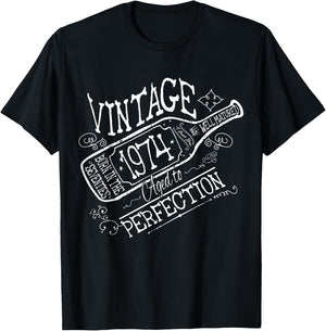 1974 Birthday Wine Lovers Vintage Born in the Seventies T-Shirt - T-Shirt | Black