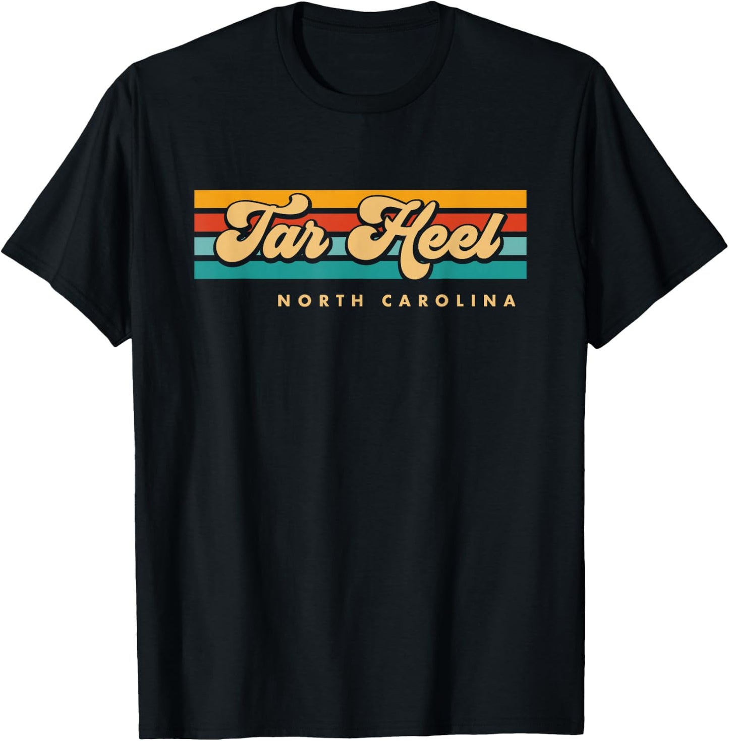 Vintage Sunset Stripes Tar Heel, North Carolina T-Shirt - T-Shirt | Black