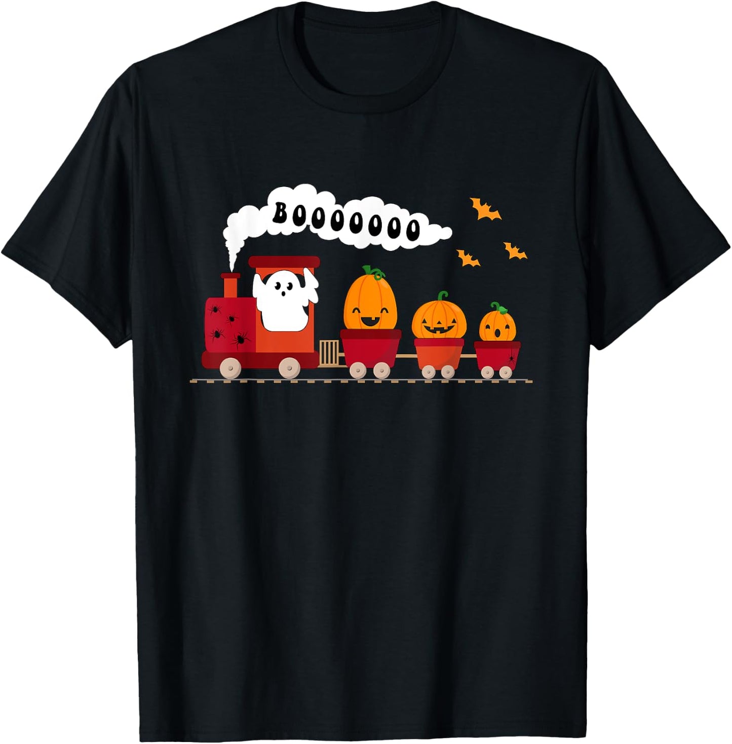 Halloween Train Boo Funny Ghost Pumpkin Toddler Kids Boys T-Shirt - T-Shirt | Black